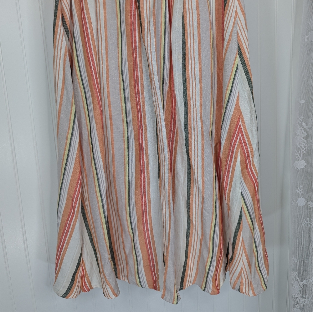 A NEW DAY Linen Blend Striped Midi Skirt Sz M - Picture 5 of 9